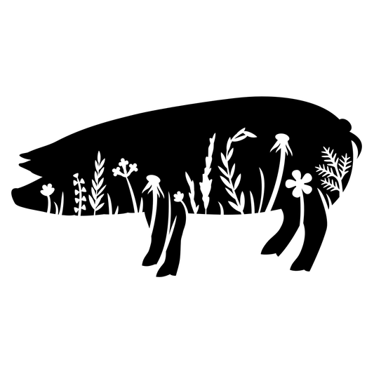 Floral pig silhouette design for creative crafts and projects