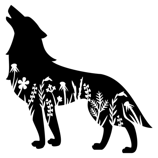 Floral wolf design for cutting machine projects
