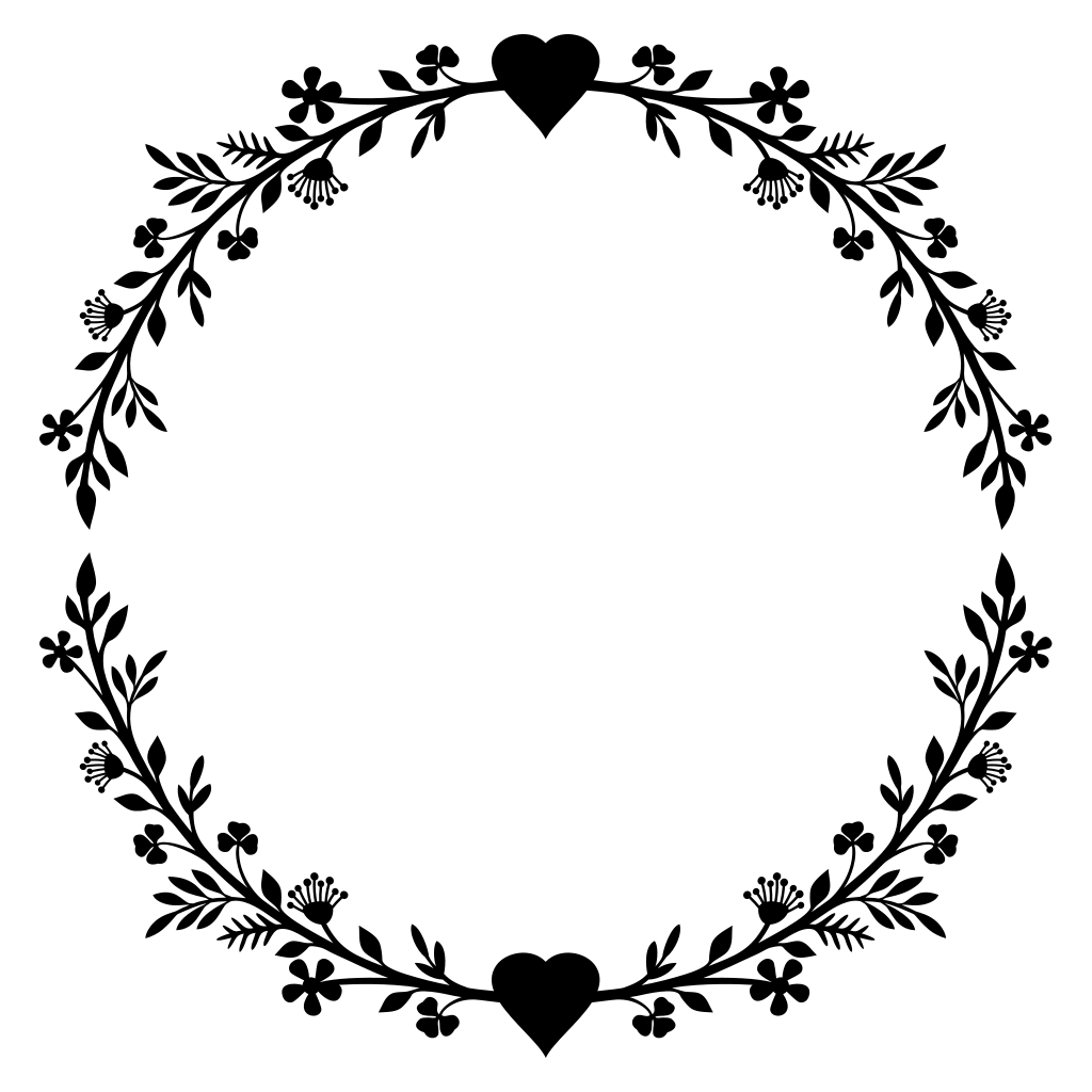 Floral wreath design featuring a heart for craft projects