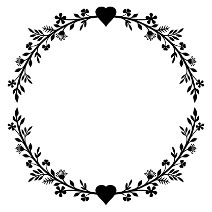 Floral wreath design featuring a heart for craft projects