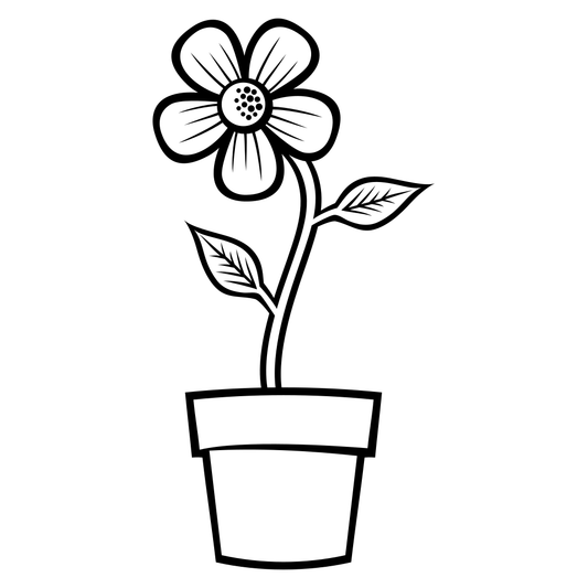 Elegant black flower pot with a blooming flower design