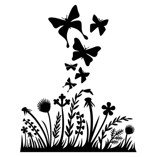 Delicate butterflies fluttering above a blooming garden design