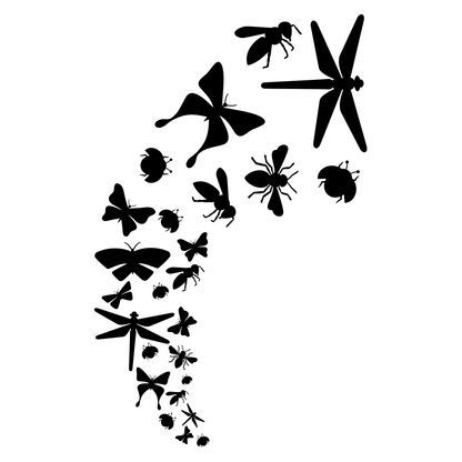 Elegant silhouettes of flying insects for creative crafting
