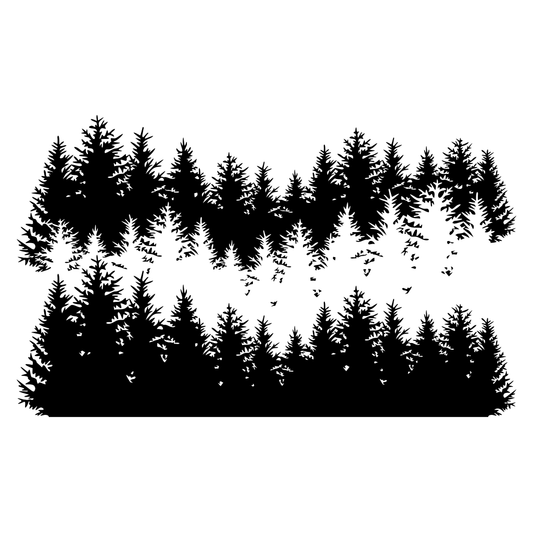 Stylized black forest silhouette design for creative projects