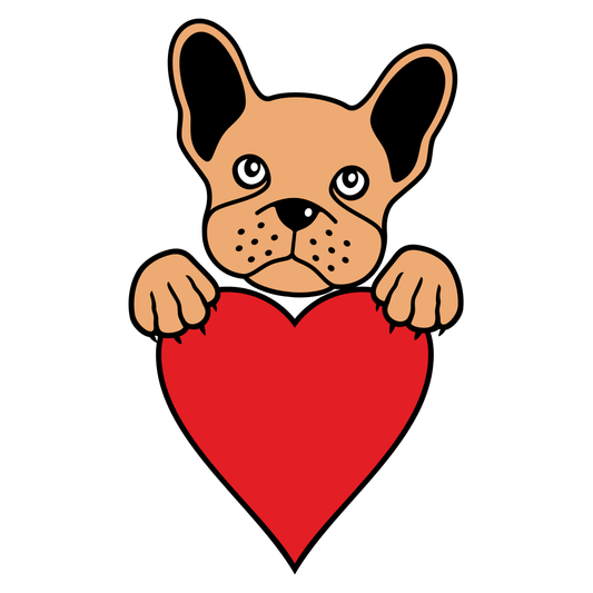 Cute French bulldog holding a heart for cutting machines