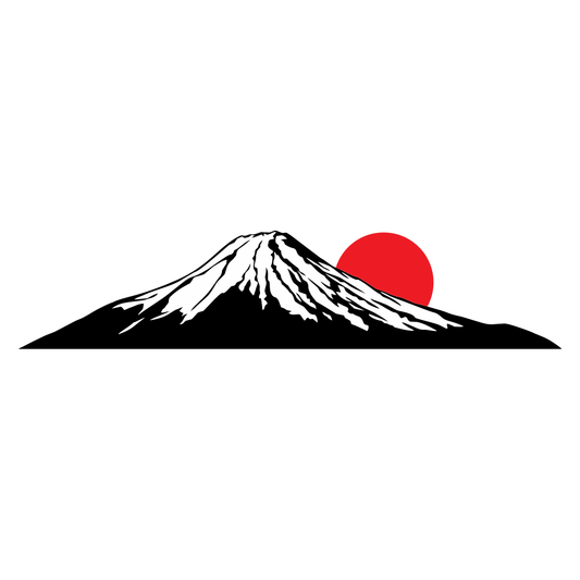 Elegant Fuji mountain silhouette with vibrant sunset hues