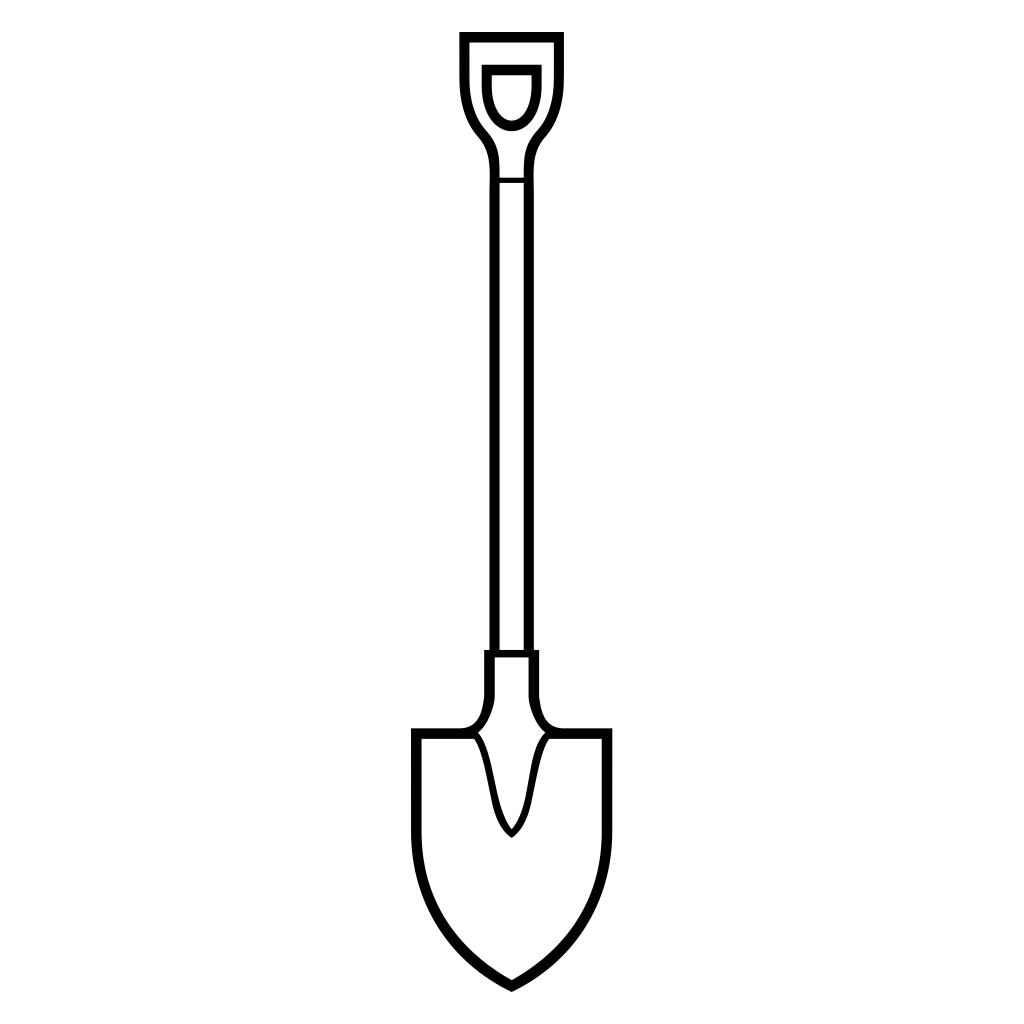Elegant black and white vector design of a garden spade