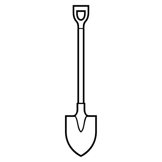 Elegant black and white vector design of a garden spade