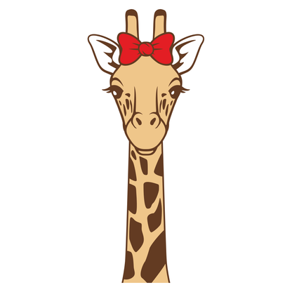 Cheerful giraffe design with a playful bow for crafting