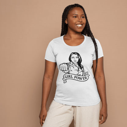 Empowering girl power design in striking black and white style