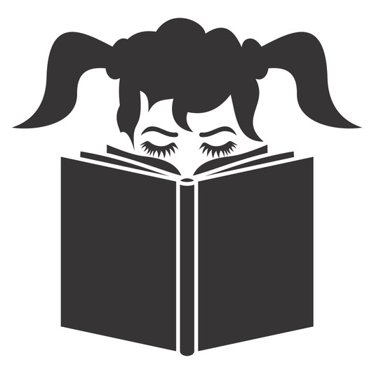 Charming girl immersed in reading a book with joy