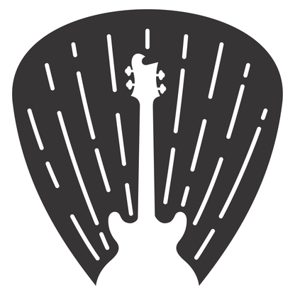 Guitar pick design with an electric guitar silhouette