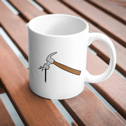 Vector art of a hammer striking a nail for cutting machines