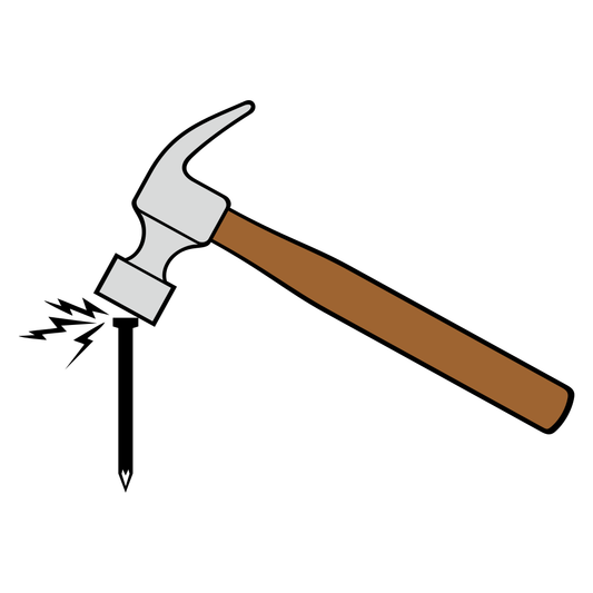 Vector art of a hammer striking a nail for cutting machines
