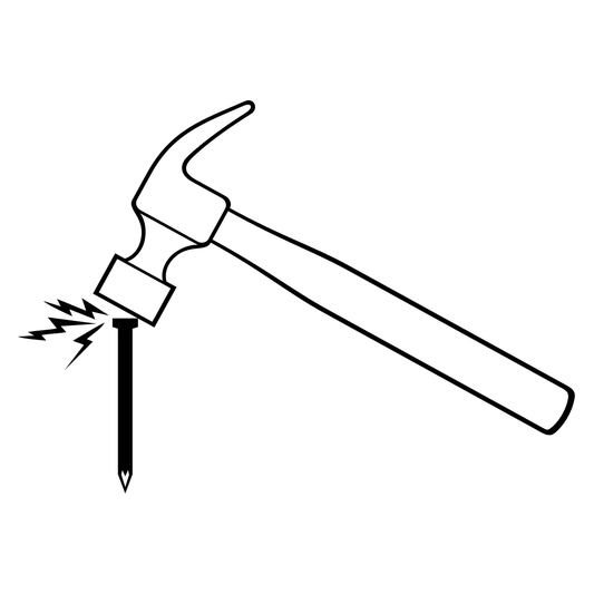 Stylish black and white hammer and nail design for crafting