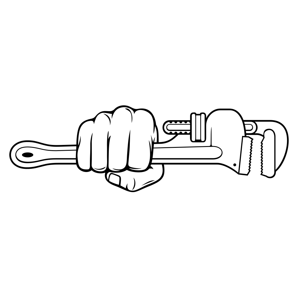 Hand gripping a wrench for the cutting machine craft