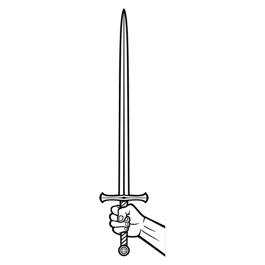 Hand gripping a sword for creative cutting projects