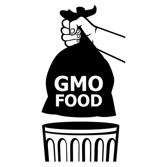 Hand gripping bag of GMO food ready for disposal