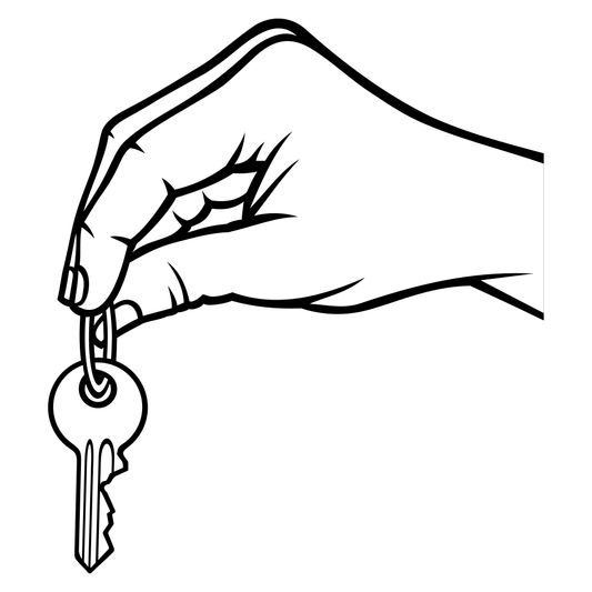 Hand holding a key vector design for creative projects