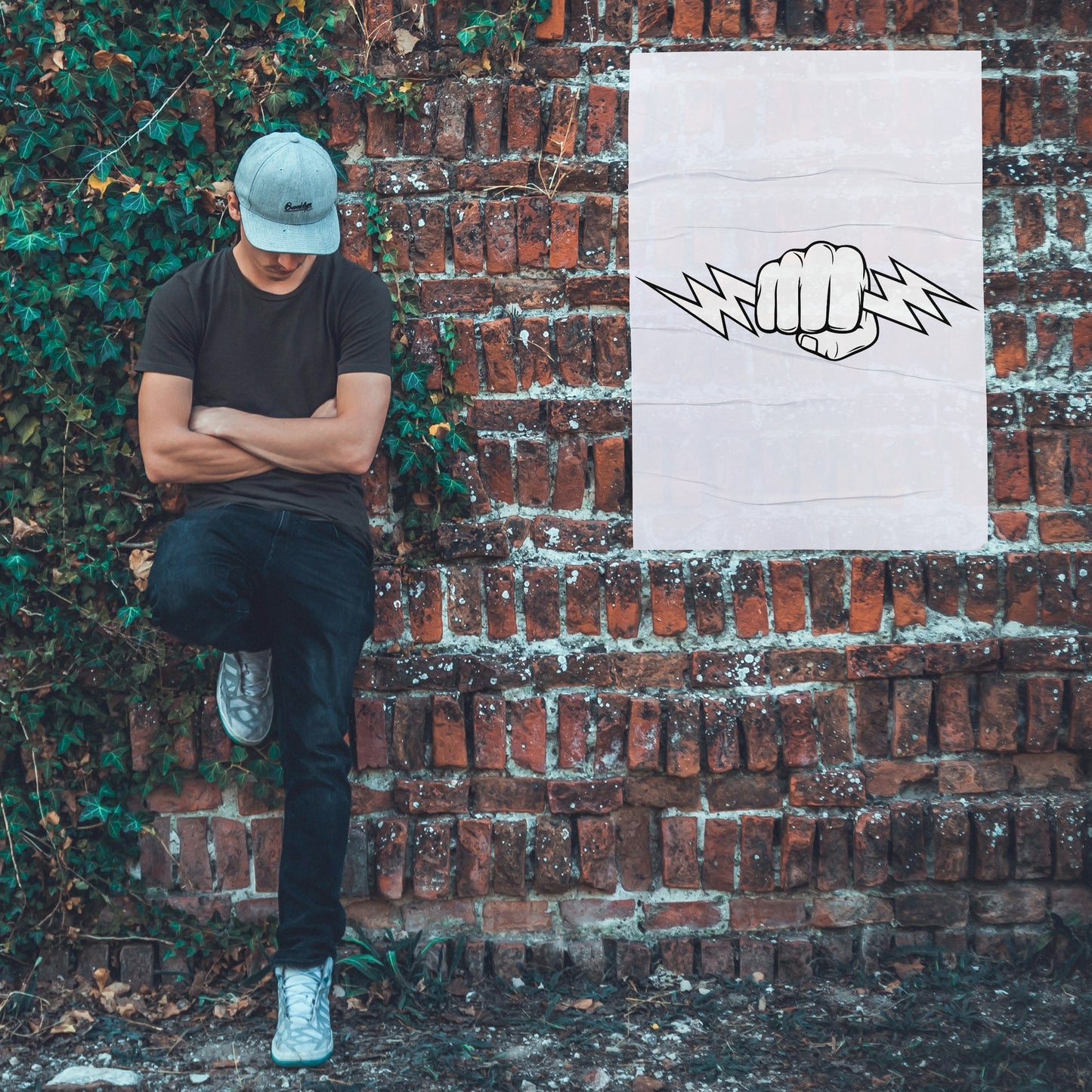 Hand gripping a vibrant lightning bolt for creative projects