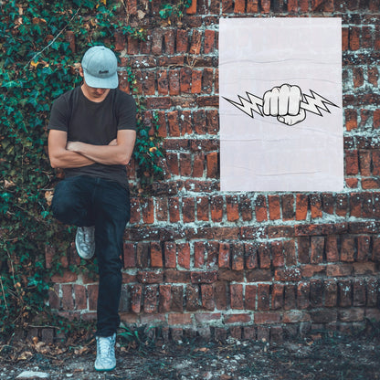 Hand gripping a vibrant lightning bolt for creative projects