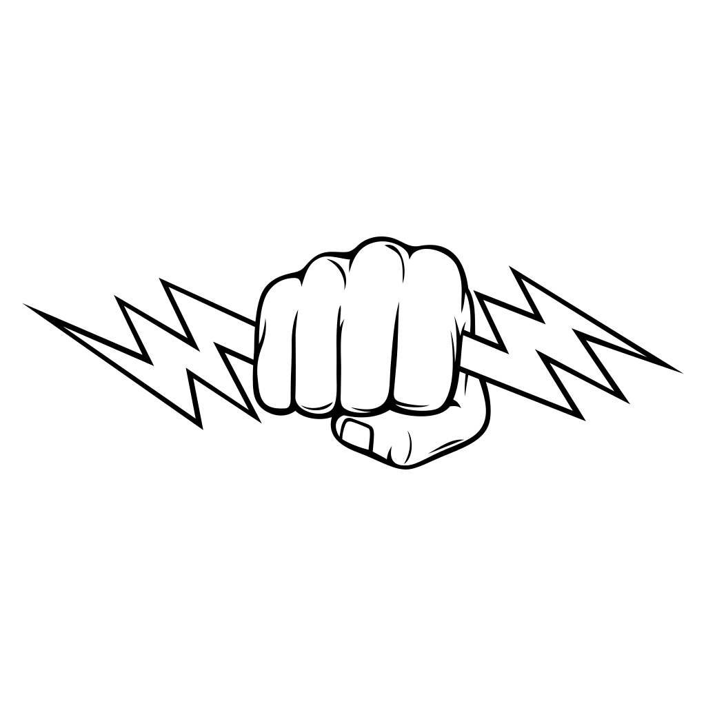 Hand gripping a vibrant lightning bolt for creative projects