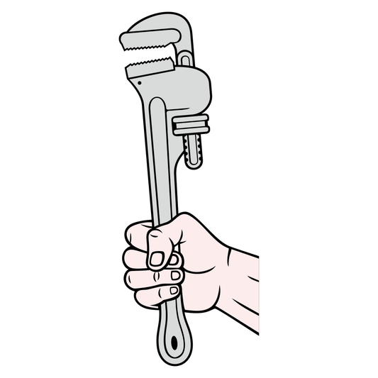 Innovative vector design of a hand gripping a pipe wrench