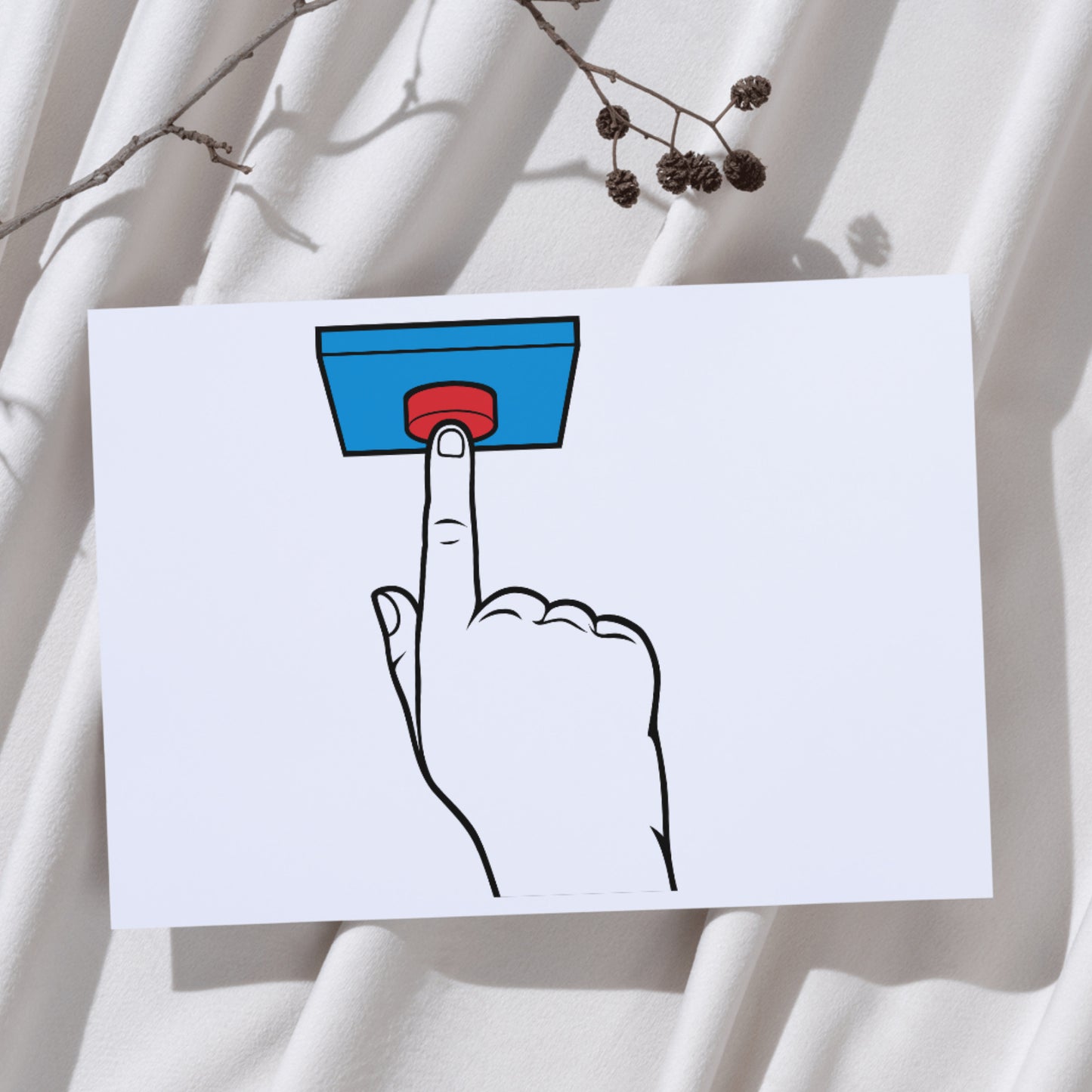 Engaging with tech through hand pressing a button