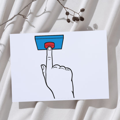 Engaging with tech through hand pressing a button