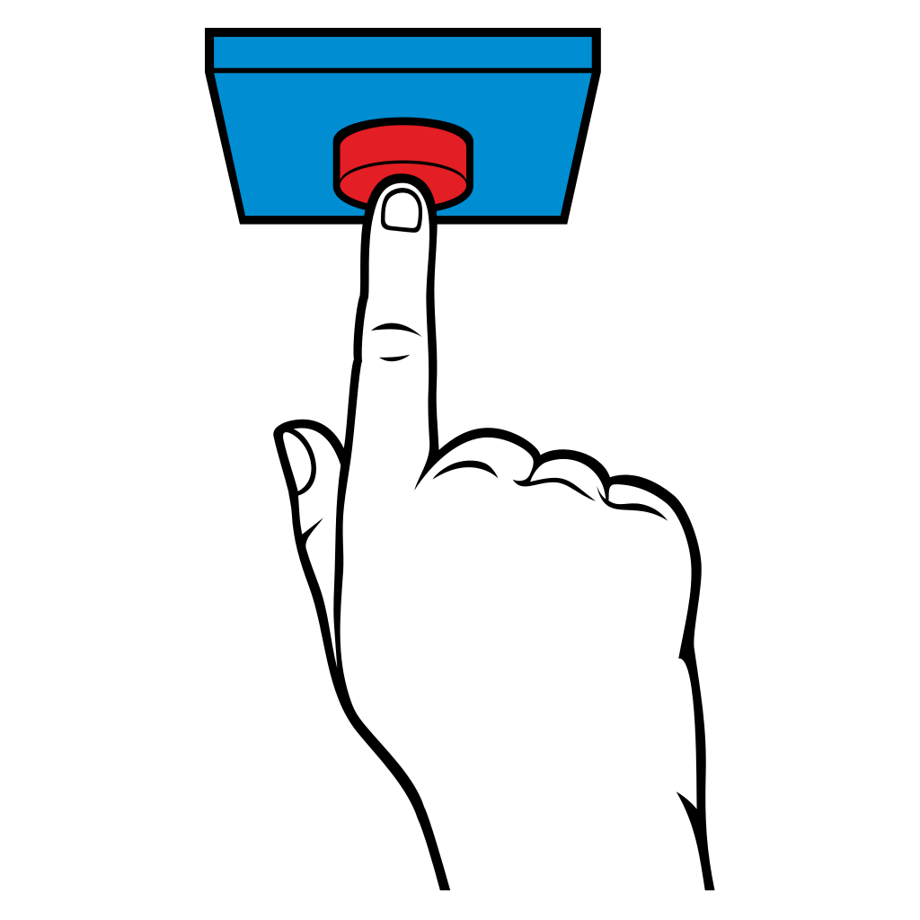 Engaging with tech through hand pressing a button