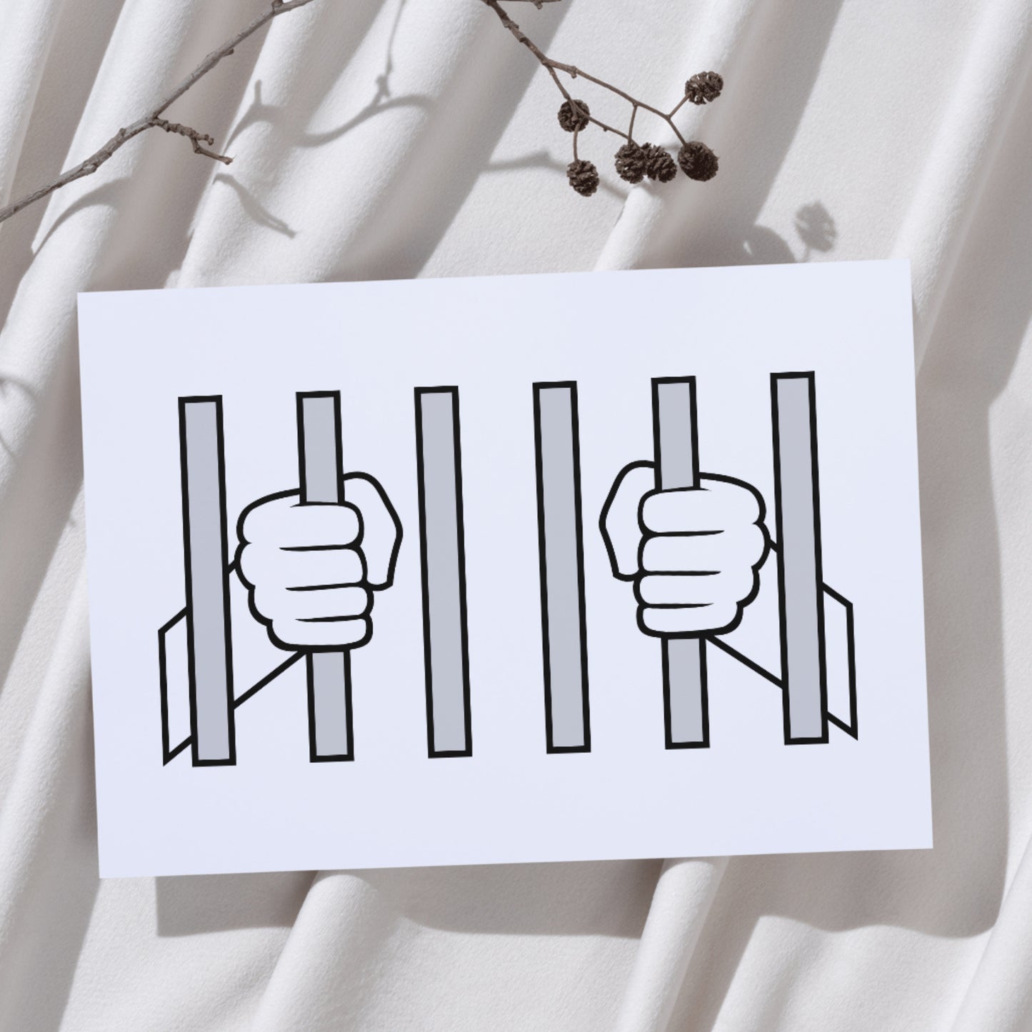 Hands gripped prison bars, vector escape concept