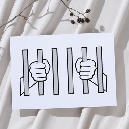 Hands gripped prison bars, vector escape concept