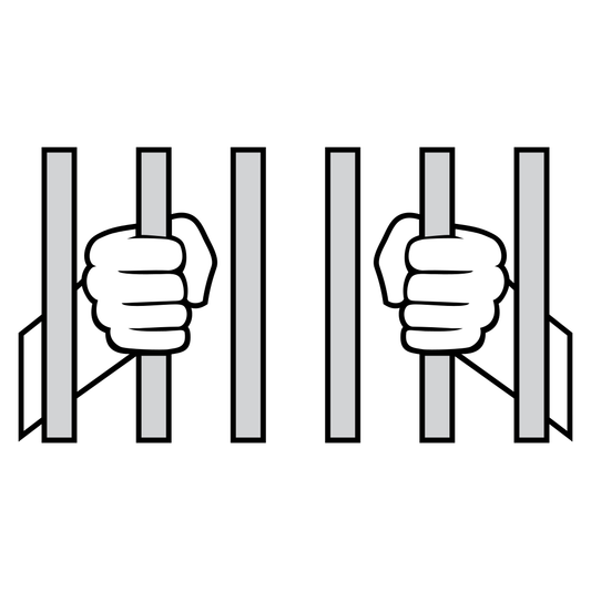 Hands gripped prison bars, vector escape concept