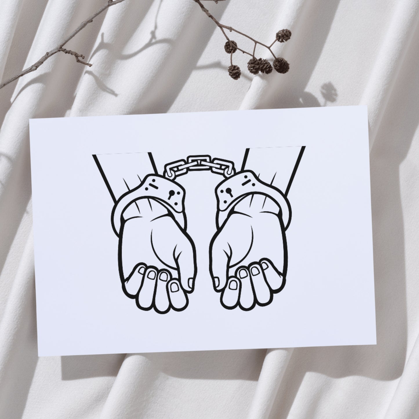 Hands in handcuffs vector design for creative projects