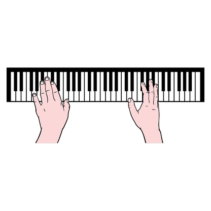 Creative hands crafting melodies on a piano keyboard