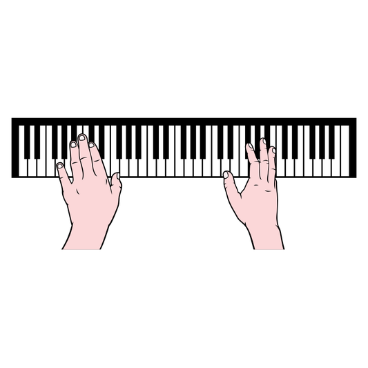 Creative hands crafting melodies on a piano keyboard