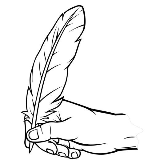 Creative hand holding a feather for artistic designs
