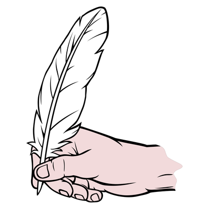 Stylish vector of a hand holding a quill for creative projects