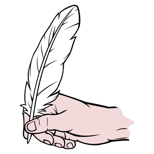 Stylish vector of a hand holding a quill for creative projects