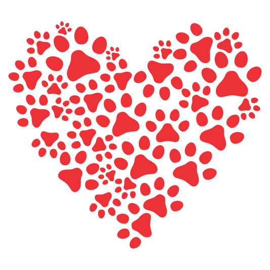 Heart-shaped design featuring dog paw prints for crafting
