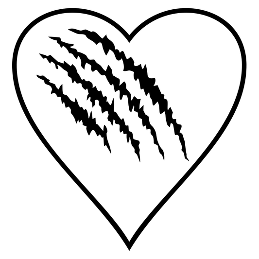 Heart scar design with black claw marks for cutting machines