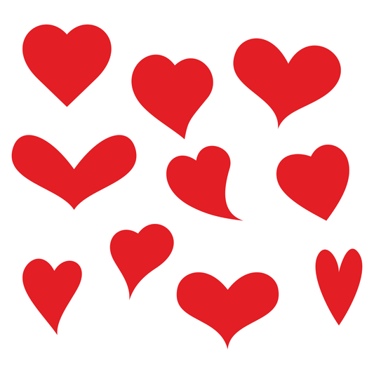 Decorative red hearts for cutting machines and crafts