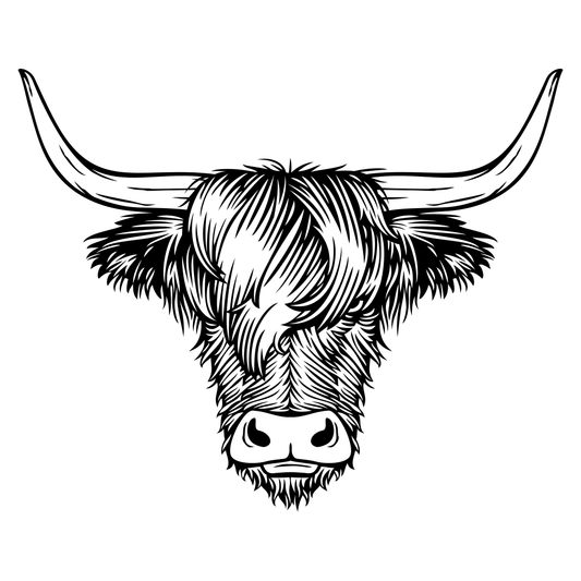 Highland cow vector design for cutting machine art projects