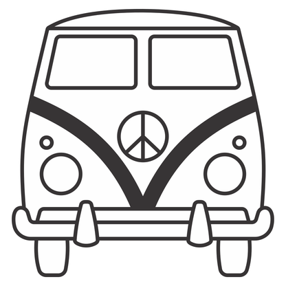 Creative hippy van front outline for custom projects