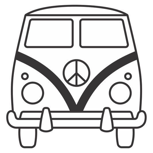 Creative hippy van front outline for custom projects