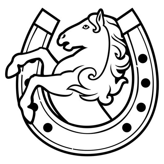 Creative horse and horseshoe vector design for cutting machines