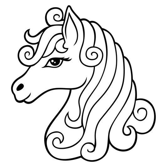 Elegant black horse head design for creative cutting projects