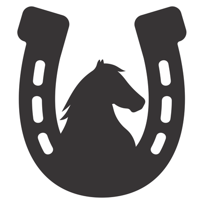 Stylized horseshoe with horse silhouette for crafting projects