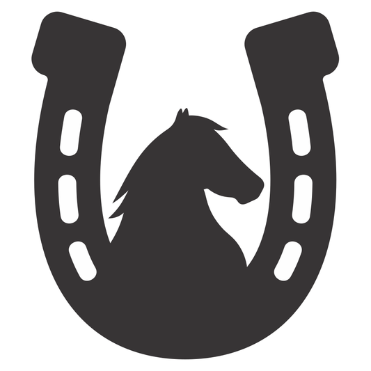 Stylized horseshoe with horse silhouette for crafting projects