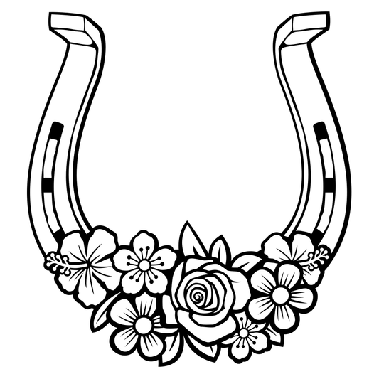 Horseshoe adorned with flowers for decorative crafts